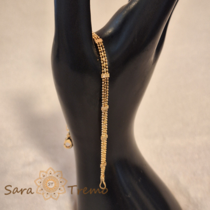 Brățară placată cu aur Ellegant Desire, model compact cu trei lanțuri paralele, lungime 19 cm [7]