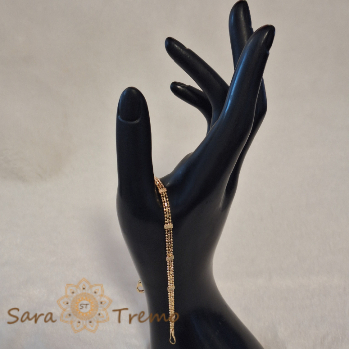 Brățară placată cu aur Ellegant Desire, model compact cu trei lanțuri paralele, lungime 19 cm [6]