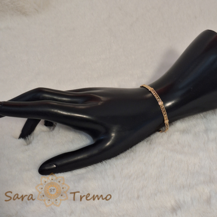 Brățară placată cu aur Ellegant Desire, model compact cu trei lanțuri paralele, lungime 19 cm [4]