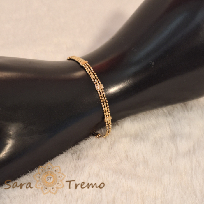 Brățară placată cu aur Ellegant Desire, model compact cu trei lanțuri paralele, lungime 19 cm [5]