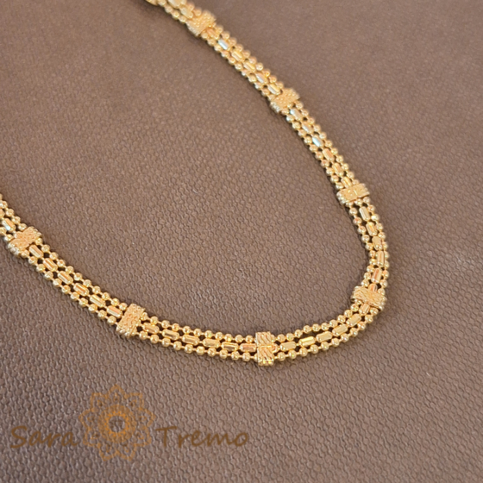 Brățară placată cu aur Ellegant Desire, model compact cu trei lanțuri paralele, lungime 19 cm [2]