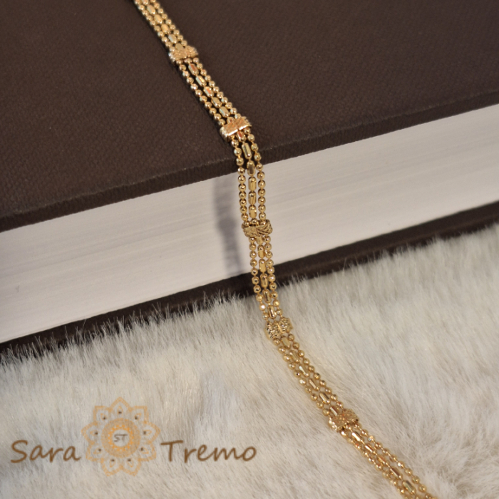 Brățară placată cu aur Ellegant Desire, model compact cu trei lanțuri paralele, lungime 19 cm [3]