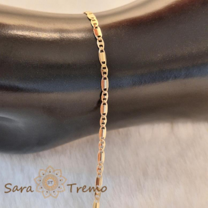 Brățară unisex placată cu aur 18K, 18 cm, plăcuțe 1-cu-1 [6]