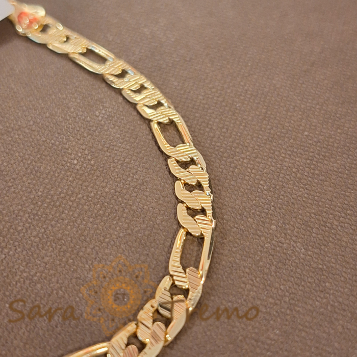 Brățară unisex placată cu aur 18K, model clasic cu zale late 3 cu 1 - 22 cm [2]