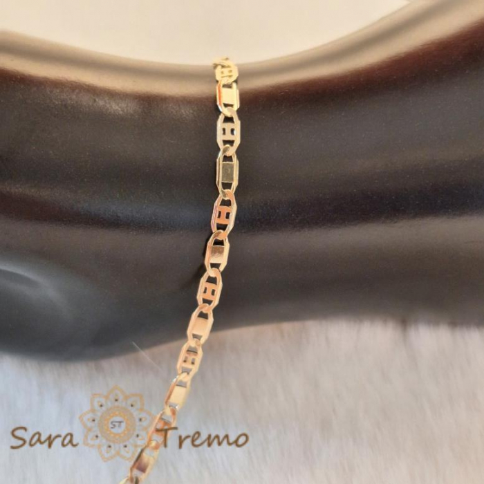 Brățară unisex placată cu aur 18K, model plăcuțe 1-cu-1, 19 cm [4]