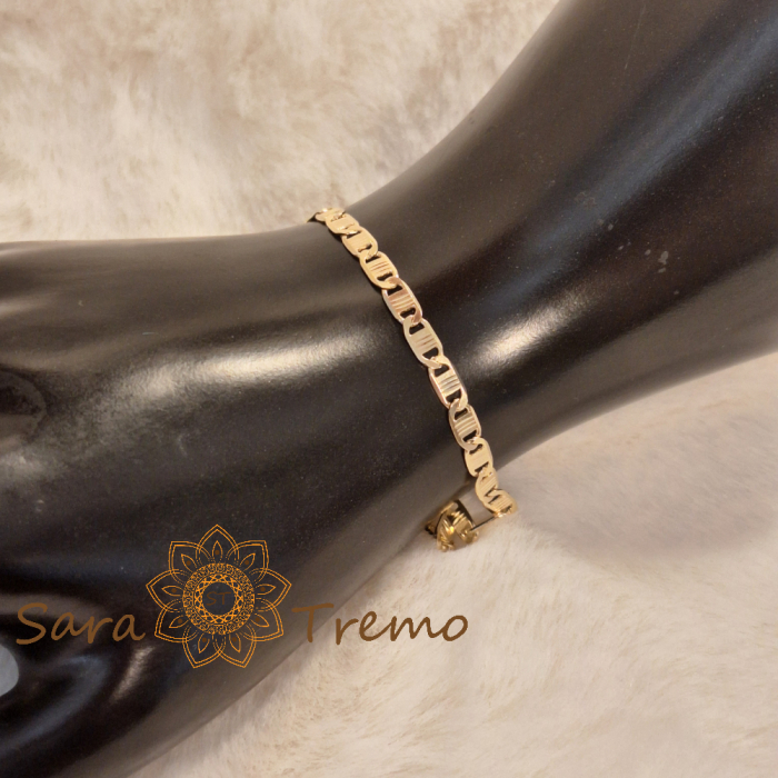 Brățară unisex placată cu aur – model cu plăcuțe gravate, clasic elegant, 20 cm [6]