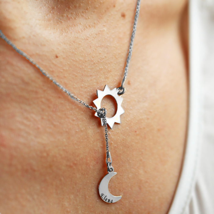 Bright - Colier din argint personalizat - Soare si luna [3]