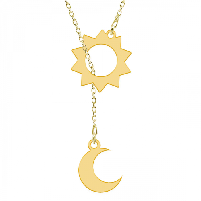Bright - Colier personalizat din argint placat cu aur galben 24K - Soare si luna [2]