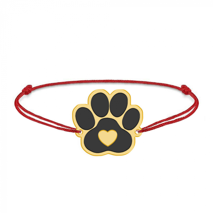 Bruno - Bratara personalizata din snur cu talisman argint placat cu aur galben 24K labuta [2]