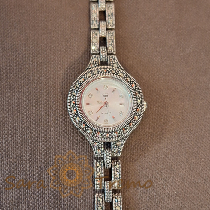 Ceas din argint masiv Infinity cu pietre naturale marcasite [2]