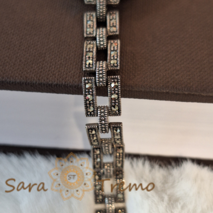 Ceas din argint masiv Infinity cu pietre naturale marcasite [6]