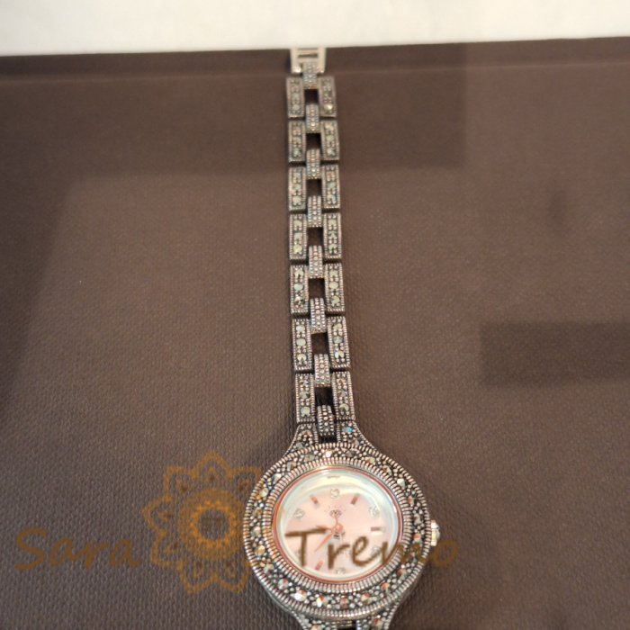 Ceas din argint masiv Infinity cu pietre naturale marcasite [7]
