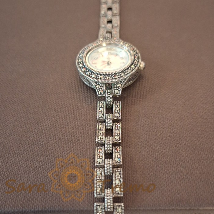 Ceas din argint masiv Infinity cu pietre naturale marcasite [4]