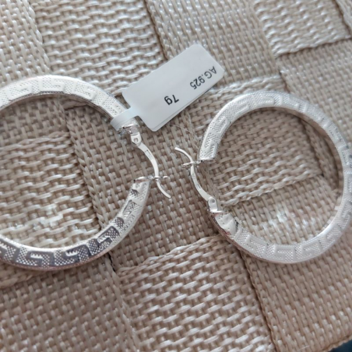 Cercei rotunzi din argint Cleopatra - Bijuterii clasice gravate [2]