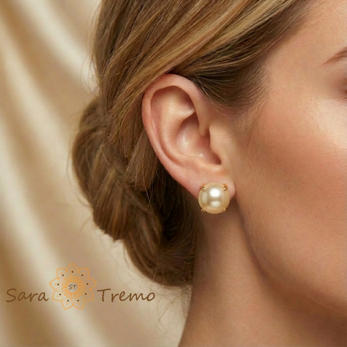 Cercei Perla Regala – Cercei Tip Tija cu Perla placati 18K Brazilia [3]