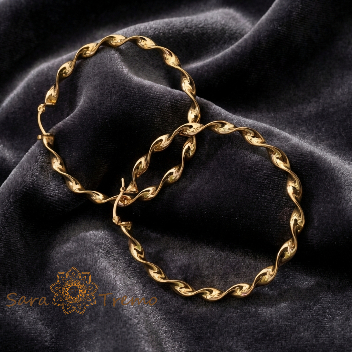 Cercei Spirala – Cercei Rotunzi Rasuciti 5.5 cm placati 18K Brazilia [2]