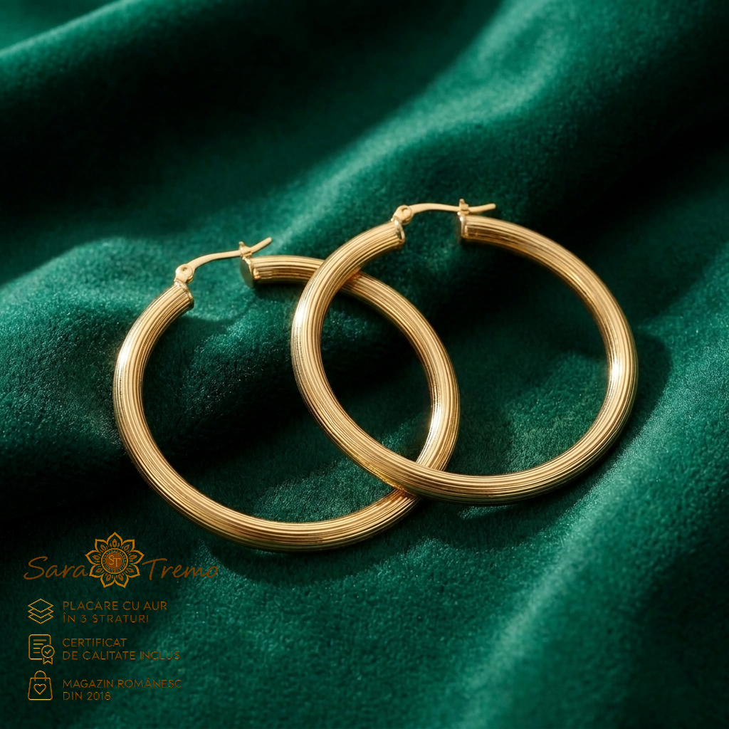 Cercei Cercuri Aurii Brazilia 4,7 cm, aur 18K | SaraTremo [3]