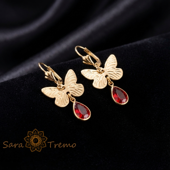 Cercei Fluturele Pasiunii – Cercei placati 18K Brazilia, 3 cm [2]