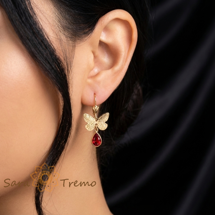 Cercei Fluturele Pasiunii – Cercei placati 18K Brazilia, 3 cm [3]