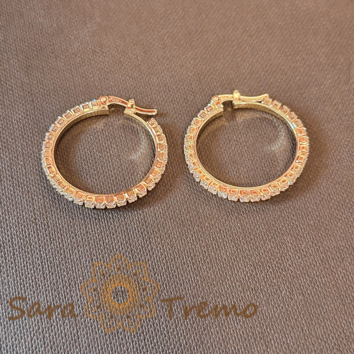 Cercei eleganți cu cristale zirconia, 2.3 cm – Strălucire regală, model nou, cu ștanță [4]