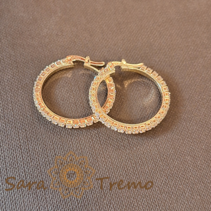 Cercei eleganți cu cristale zirconia, 2.3 cm – Strălucire regală, model nou, cu ștanță [3]