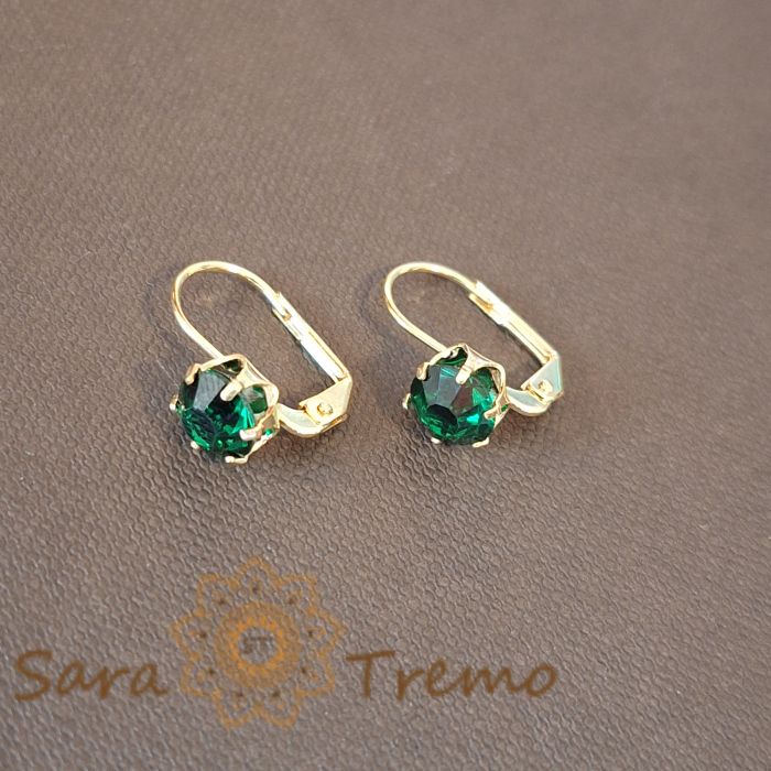 Cercei simpli și clasici cu cristal zirconia verde intens [1]