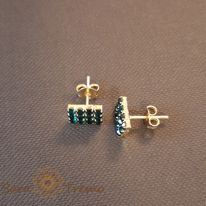 Cercei clasici placati cu aur 18K cu cristale verzi, prindere tip fluturas [3]