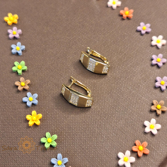 Cercei clasici placati cu aur de 14 Karate cu cristale zirconia [4]