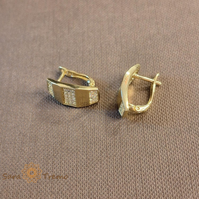 Cercei clasici placati cu aur de 14 Karate cu cristale zirconia [2]