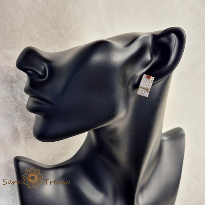 Cercei clasici placati cu aur de 14 Karate cu cristale zirconia [4]