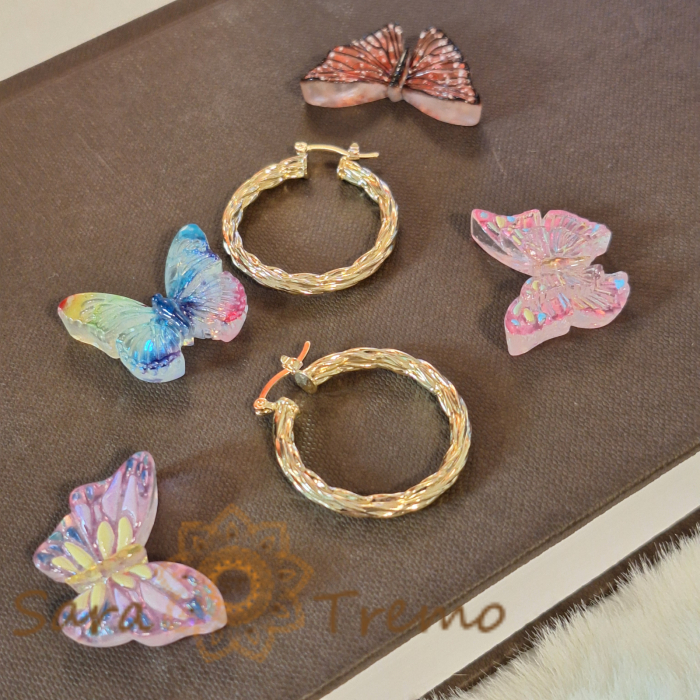 Cercei rotunzi groși cu model împletit gravat, 3 cm [4]