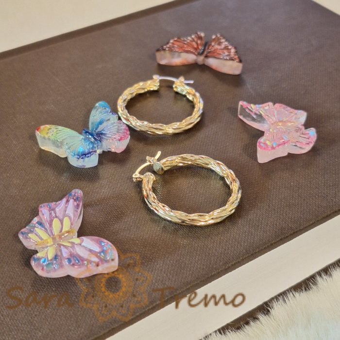 Cercei rotunzi groși cu model împletit gravat, 3 cm [5]