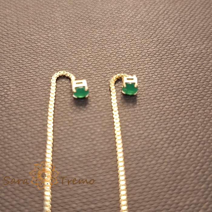 Cercei Emerald Line – Cristal verde 6 cm placati aur 18K Brazilia [4]