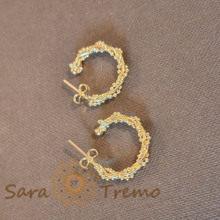 Cercei tip semilună, 1.8 cm – Design modern împletit, model nou cu închidere fluturaș [2]