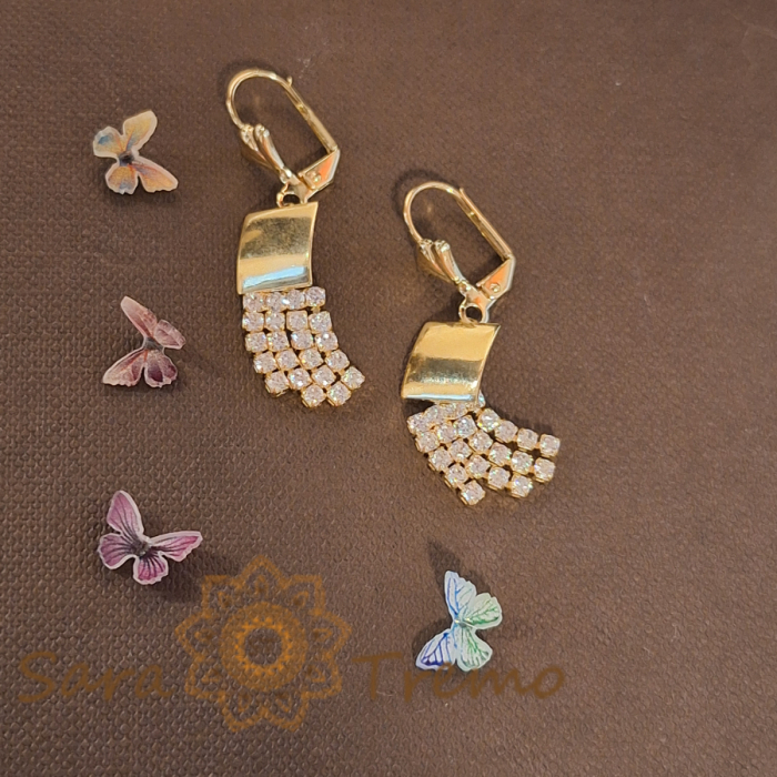 Cercei cu lanturi din zirconia placati cu aur Frau [2]