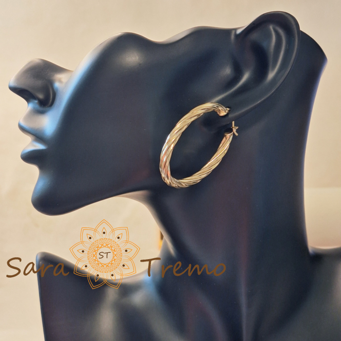 Cercei Cununia Timpului – ovali, grosi, impletiti, placati aur 18K, 4 cm [5]