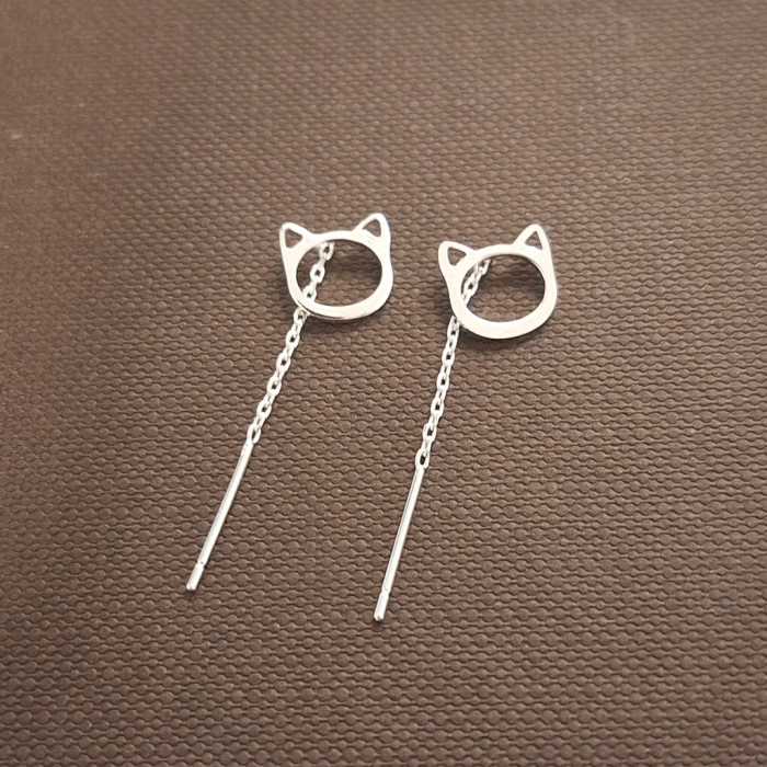 Cercei din argint 925 – model Cat Chain, design minimalist [2]