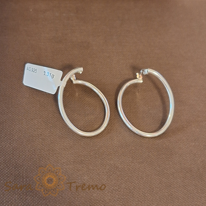 Cercei din argint Desiree - Bijuterie ovală simplă și elegantă, lungime 3 cm [6]