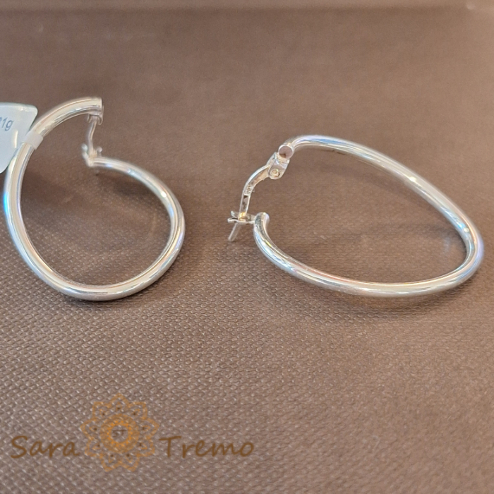 Cercei din argint Desiree - Bijuterie ovală simplă și elegantă, lungime 3 cm [5]