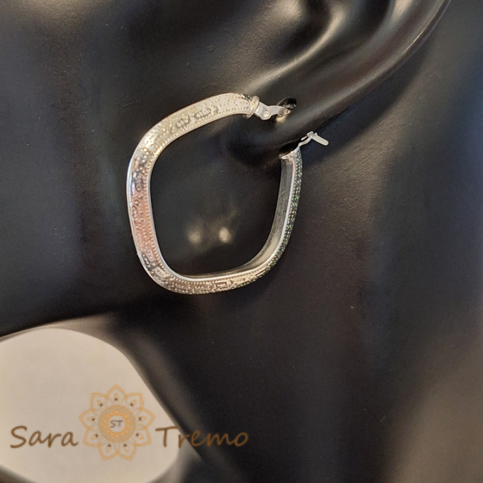 Cercei din argint luxury cu model grecesc - romb - 3.5 cm [6]