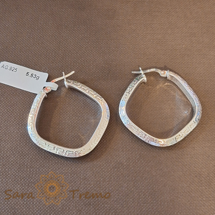 Cercei din argint luxury cu model grecesc - romb - 3.5 cm [3]