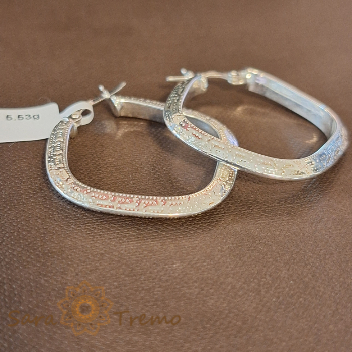 Cercei din argint luxury cu model grecesc - romb - 3.5 cm [2]