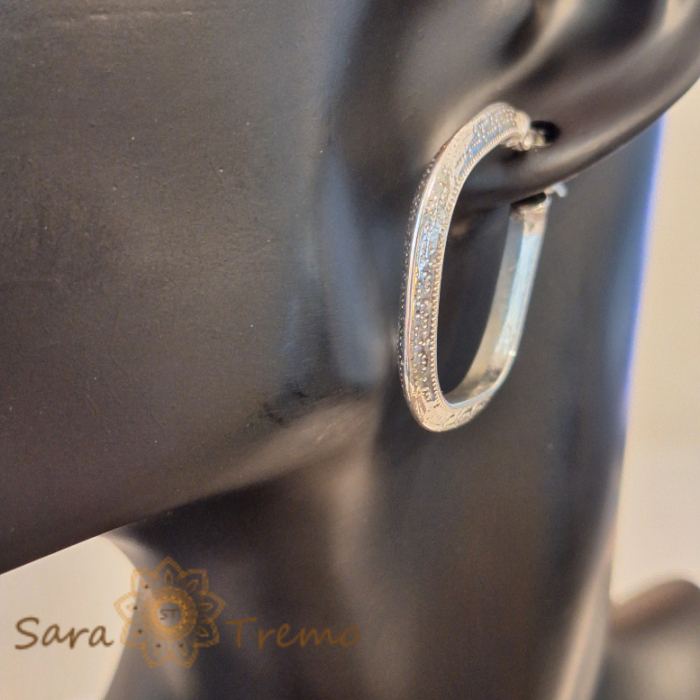 Cercei din argint luxury cu model grecesc - romb - 3.5 cm [7]