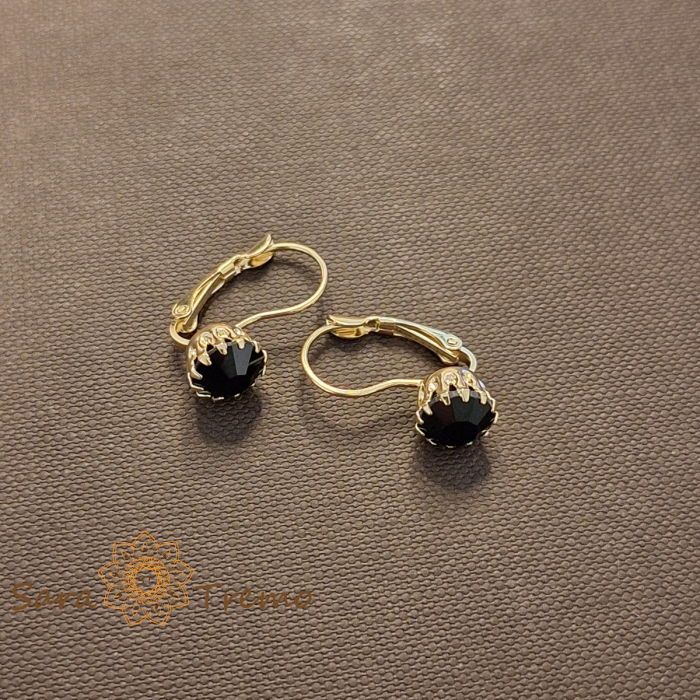 Cercei Nocturna – Cristale negre placati aur 18K Brazilia [2]