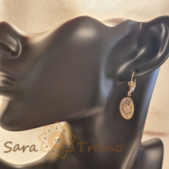 Cercei placati cu aur model dantela [4]