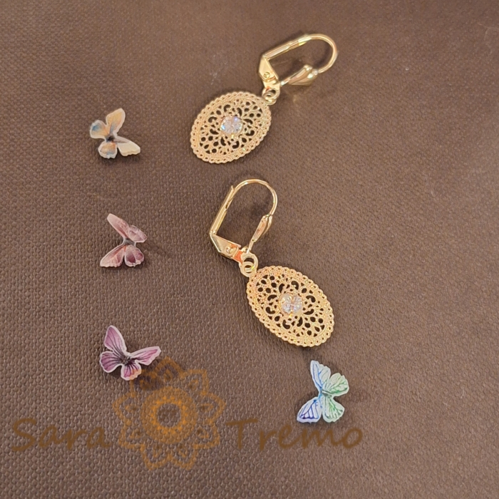 Cercei placati cu aur model dantela [2]