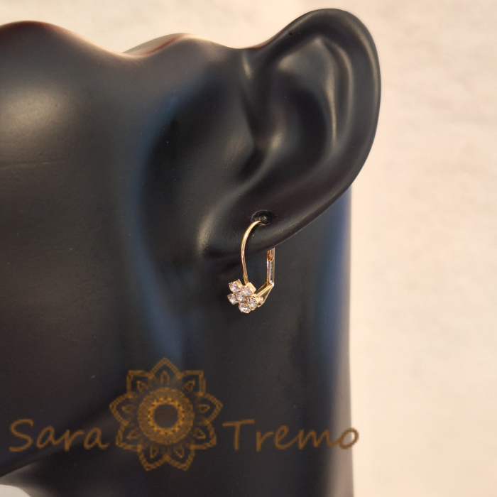 Cercei delicați tip floare cu cristale zirconia albe [5]