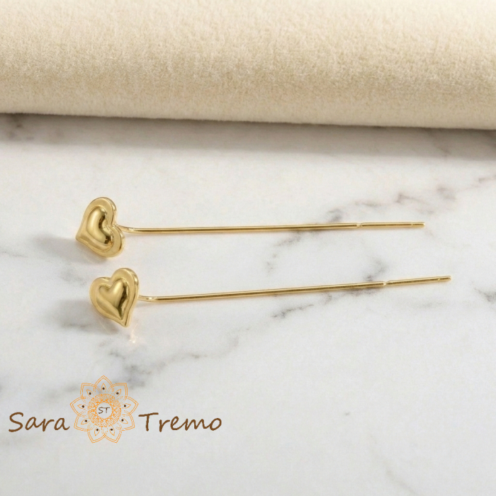 Cercei Inima Vie – Cercei Tip Fir placati 18K Brazilia, [4]