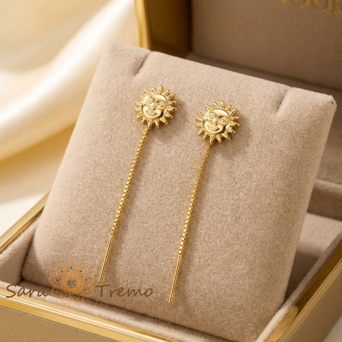 Cercei Soarele Interior – Cercei tip fir placati 18K Brazilia, 7 cm [3]