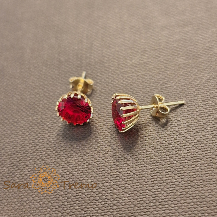 Cercei Regina Rubini – Cristal rosu placati aur 18K Brazilia [2]